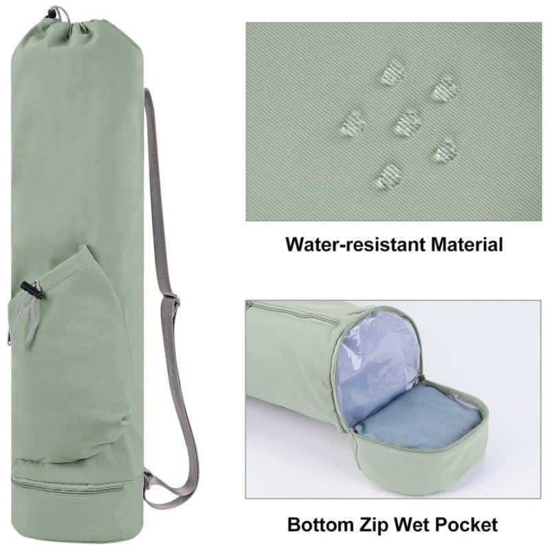 NNEDSZ Off White Durable Yoga Mat Carry Bag - Multi-Functional Fitness Backpack with Wet Pocket(Mugs are filming props, not included)