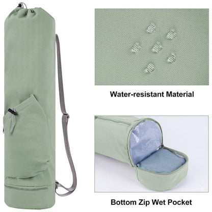 NNEDSZ Off White Durable Yoga Mat Carry Bag - Multi-Functional Fitness Backpack with Wet Pocket(Mugs are filming props, not included)