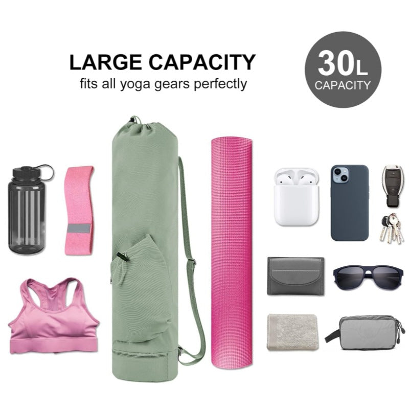 NNEDSZ Off White Durable Yoga Mat Carry Bag - Multi-Functional Fitness Backpack with Wet Pocket(Mugs are filming props, not included)