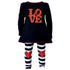 Black Simba girl’s Valentine’s Day outfit featuring a LOVE heart tunic and matching leggings designed for kids.