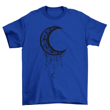 Illustrated moon T-shirt by Turquoise Theseus featuring a detailed lunar design on soft fabric.