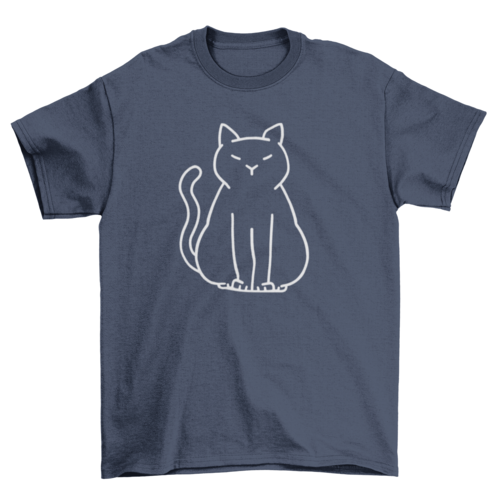 Minimalist turquoise cat graphic T-shirt by Turquoise Theseus, featuring a simple feline design on a casual T-shirt.