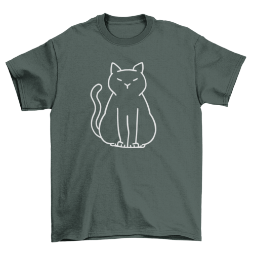 Minimalist cat T-shirt by Turquoise Theseus featuring a simple, stylish cat graphic on a comfortable T-shirt.