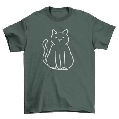 Minimalist cat T-shirt by Turquoise Theseus featuring a simple, stylish cat graphic on a comfortable T-shirt.