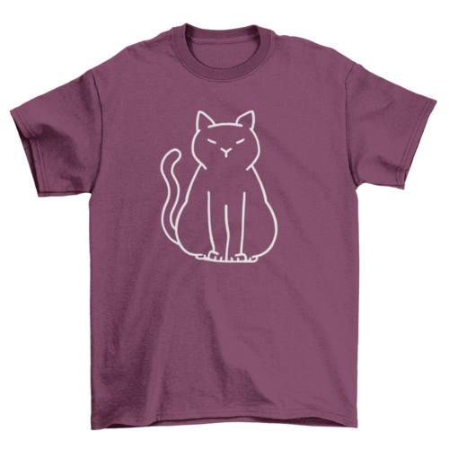 Minimalist cat t-shirt by Turquoise Theseus featuring a simple, stylish cat graphic on a comfortable T-shirt.