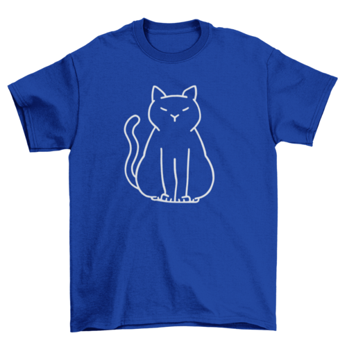 Minimalist turquoise cat graphic t-shirt for women by Turquoise Theseus, casual short-sleeve tee with simple feline design.