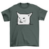 Black cat T-shirt featuring a humorous "Unimpressed Meh" design by Turquoise Theseus, casual wear for cat lovers.