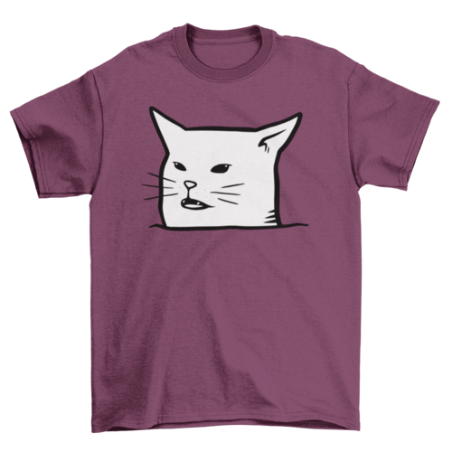 Black cat T-shirt featuring a humorous "Unimpressed Meh" design by Turquoise Theseus, styled as casual graphic wear.