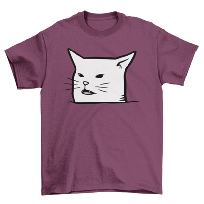 Black cat T-shirt featuring a humorous "Unimpressed Meh" design by Turquoise Theseus, styled as casual graphic wear.