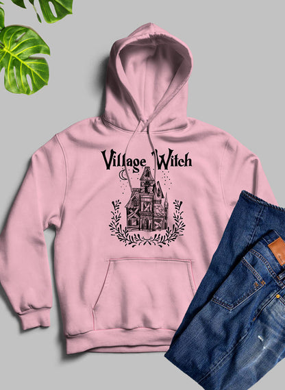 Jade Thalassa Village Witch hoodie featuring a detailed graphic design on soft fabric, perfect for casual wear and fans of witch-themed apparel.