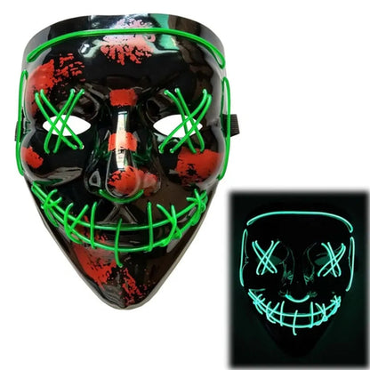LED purge mask for pets by White Eucalyptus with glow-in-the-dark lights, perfect for Halloween costume or DJ party accessories.