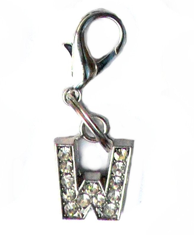 Salmon Oscar A-Z Crystal Letter pet charm on a leash, featuring sparkling crystal letter decor, perfect for pet collars and accessories.