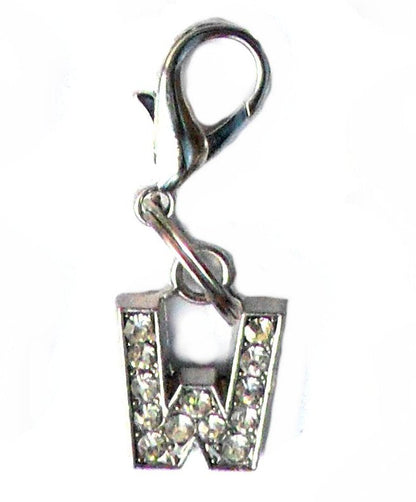 Salmon Oscar A-Z Crystal Letter pet charm on a leash, featuring sparkling crystal letter decor, perfect for pet collars and accessories.
