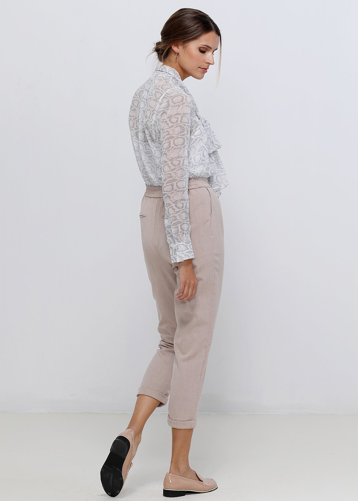Ivory silver tie neck sheer blouse from Lemon Hera, featuring lightweight fabric and elegant design, perfect for stylish tops and blouses.