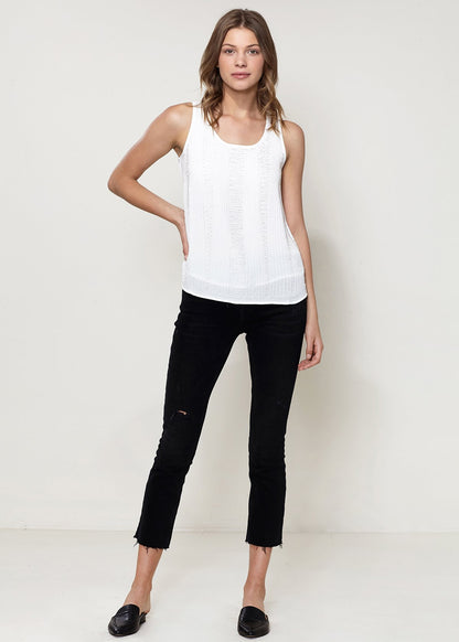 Ivory sleeveless top with embellished accents from Lemon Hera, stylish blouse perfect for casual or dressy wear.