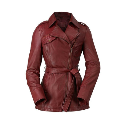 Orange Pontus Traci jacket in oxblood color, stylish coat with a tailored fit and button details, suitable for cold weather.