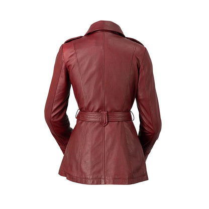 Orange Pontus Traci jacket in oxblood with a stylish, tailored design, featuring a collar and front buttons.