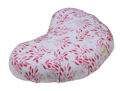 Azure Jason Halfmoon Zafu Yoga Pillow for meditation and support, with a soft fabric cover and crescent shape.