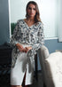 Ivory floral garden V-neck tie cuff blouse from Lemon Hera, featuring long sleeves and a feminine, elegant design.