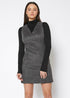 Charcoal brushed wool V-neck tank mini dress by Lemon Hera, featuring a fitted silhouette and sleeveless design.