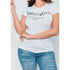 White Ye Saint Love Tee top for women by Azure Theseus, featuring a casual fit and graphic print on soft cotton fabric.