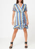 Multi-color ruched beach dress by Lemon Hera featuring vibrant fabric and adjustable straps, perfect for summer wear.