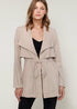 Lemon Hera Ro&de Noir open front taupe jacket with long sleeves and relaxed fit, displayed on a hanger.