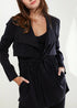 Black Ro&de Noir open front jacket by Lemon Hera, showcasing a stylish, lightweight jacket with a relaxed fit and open front design.