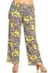 White Rose Chloe plus size paisley printed palazzo pants for women, featuring comfortable wide-leg design and stylish pattern.