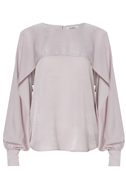 Pink chiffon long open sleeve blouse by Lemon Hera, stylish top with flowy fabric and elegant design.