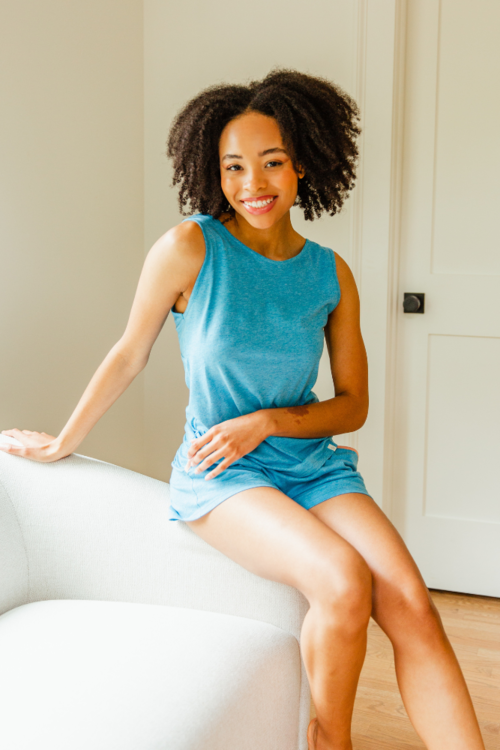 Orchid Tartarus PIMA sleeveless tee and shorts sleepwear set, soft cotton fabric, comfortable casual loungewear with a relaxed fit.