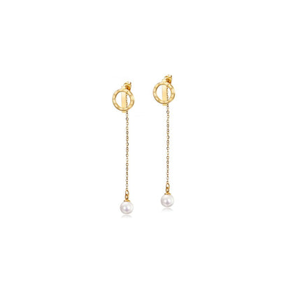 Elegant pearl dangle earrings with front and back design by Lavender Phoebe, showcasing sophisticated jewelry craftsmanship.