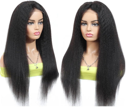 Cerise Alfie BeuMax Brazilian 13x4 kinky straight lace front human hair wig, showcasing natural texture and lace front detail.