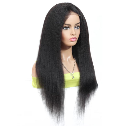 Cerise Alfie BeuMax Brazilian 13x4 kinky straight lace front human hair wig with natural black color and detailed lace front design
