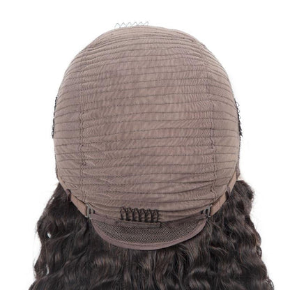 Cerise Alfie BeuMax Brazilian 13x4 curly lace front human hair wig showing curly brown hair and lace front detail.