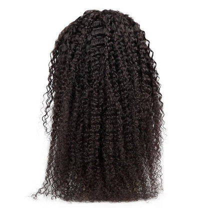 Brazilian 13x4 kinky curly lace front human hair wig by Cerise Alfie, showcasing natural curly hair with lace front detail.