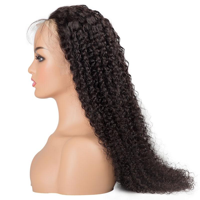 Cerise Alfie BeuMax Brazilian kinky curly 13x4 lace front human hair wig with natural hair texture and lace detail.