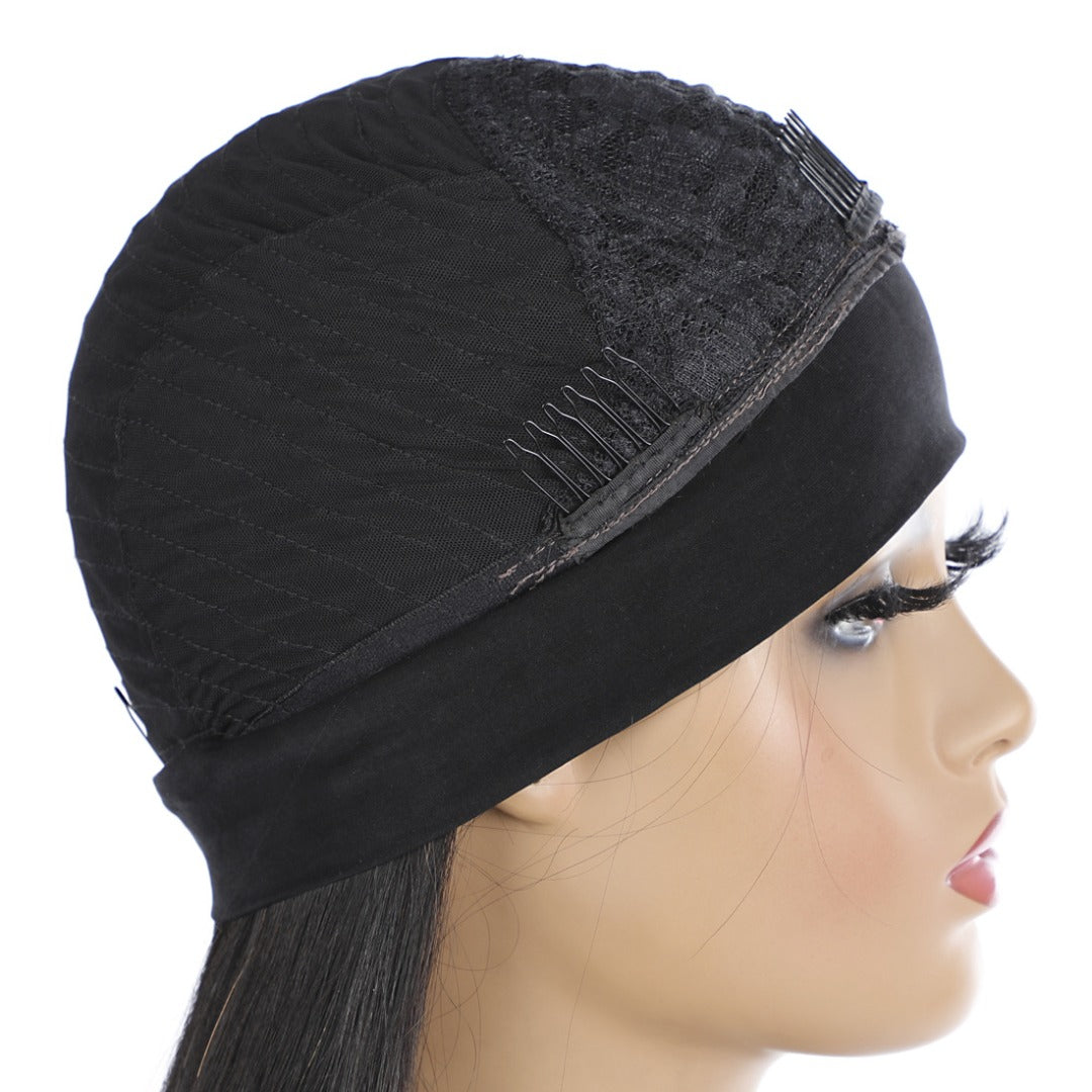 Cerise Alfie straight human hair headband wig with scarf, easy to wear, no glue, perfect for women’s bath and beauty needs.