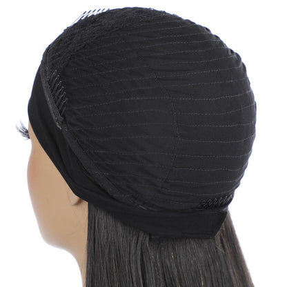 Cerise Alfie straight human hair headband wig with scarf style, easy wear, no glue, perfect for women, in a natural hair look