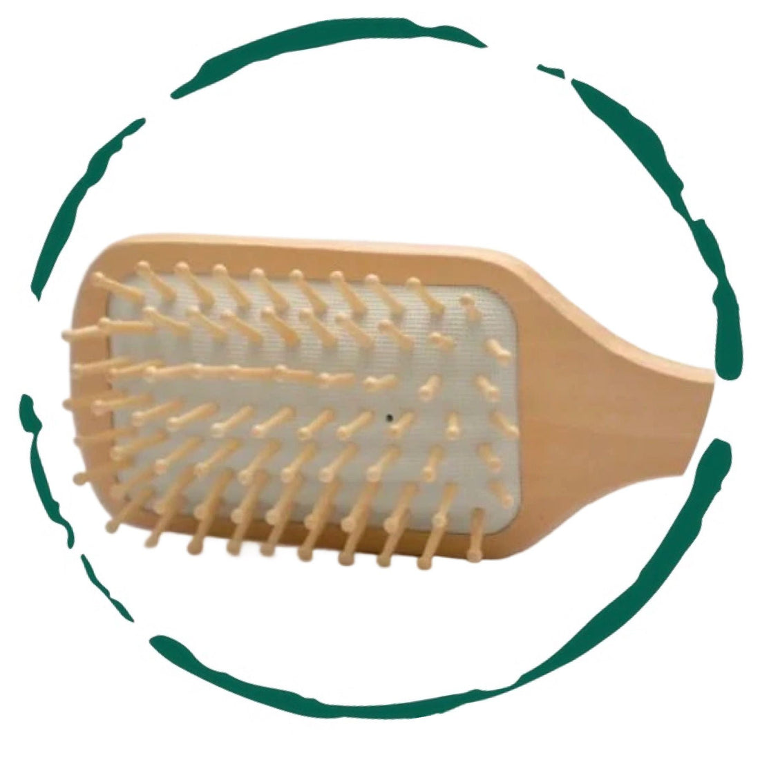 Violet Atlas wooden detangling hair brush with smooth bristles for gentle hair care, suitable for bath and beauty routines.