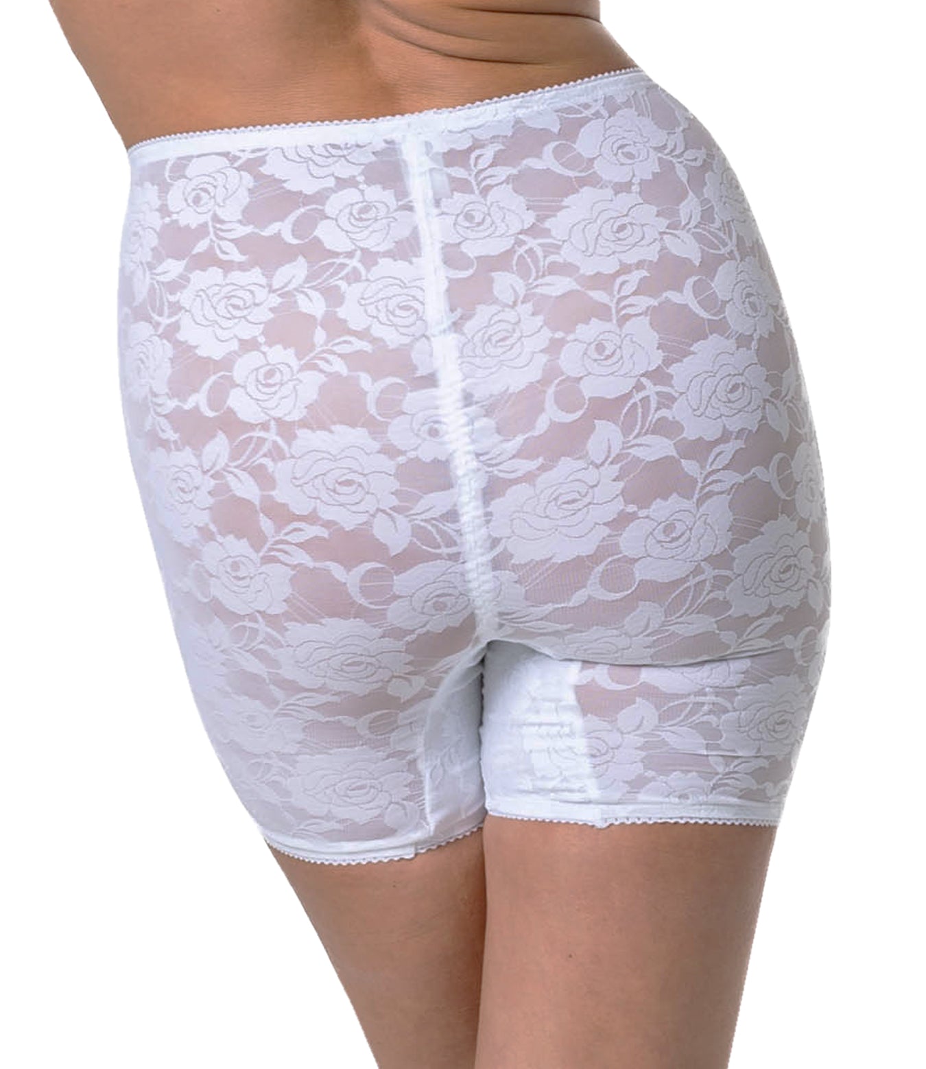 White Bandelettes Elegance Panty Shorts by Cerise Arachne, showcasing smooth lace lingerie with a comfortable fit.