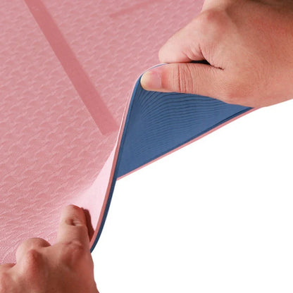 NNEOBA TPE Yoga Mat with Posture Lines &amp; Strap