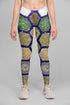 Sky Felix Circumverde legging styled as a T-shirt, featuring green and black geometric patterns on soft fabric.