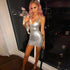 Women’s sleeveless hip dress by Blue Charlie, solid color bodycon summer dress with low chest and hollow back design.
