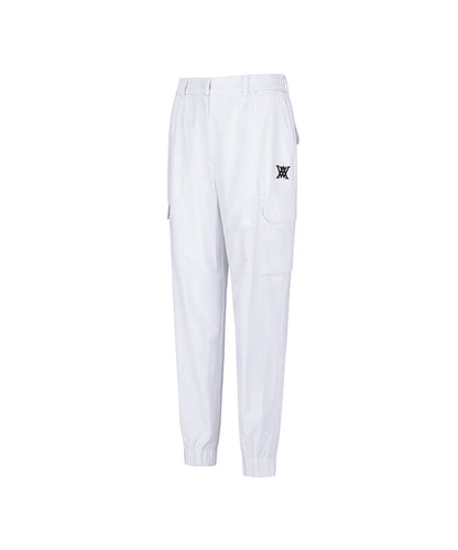 Women’s white deformation mesh jogger long pants by Amethyst Lucy, stylish athletic pants featuring a comfortable fit and breathable fabric.