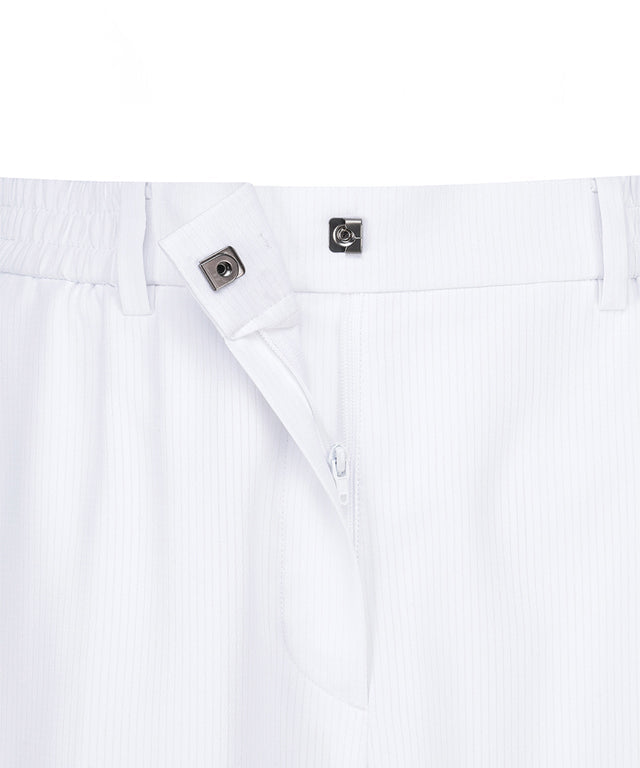 White women’s deformation mesh jogger long pants by Amethyst Lucy, stylish athletic pants with a comfortable fit.