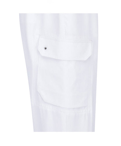 Women’s white deformation mesh jogger long pants by Amethyst Lucy, showcasing comfortable sporty design and tapered fit.