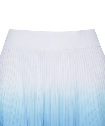 Women’s sky blue gradient golf skirt by Amethyst Lucy, stylish and comfortable accessory for activewear or casual outfits.