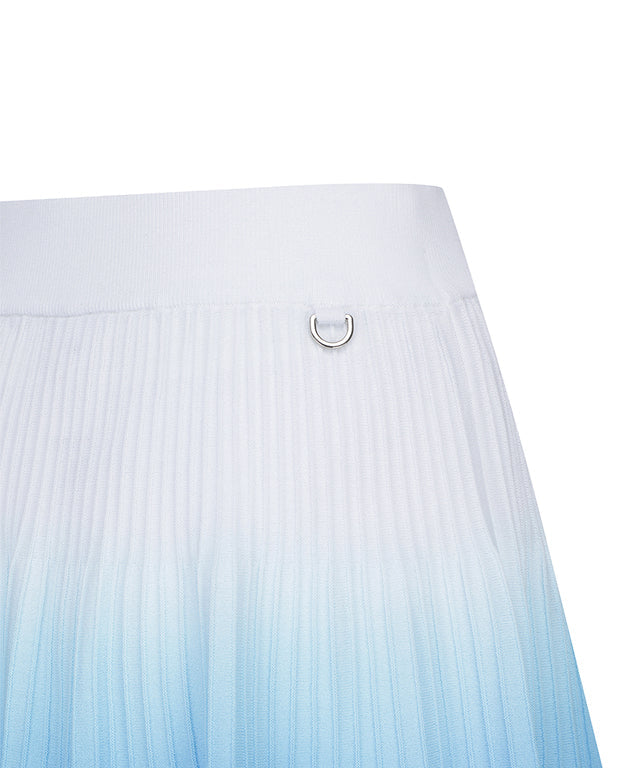 Women’s sky blue gradient golf skirt by Amethyst Lucy, lightweight and stylish for active wear or casual outings.