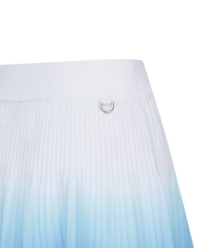 Women’s sky blue gradient golf skirt by Amethyst Lucy, lightweight and stylish for active wear or casual outings.